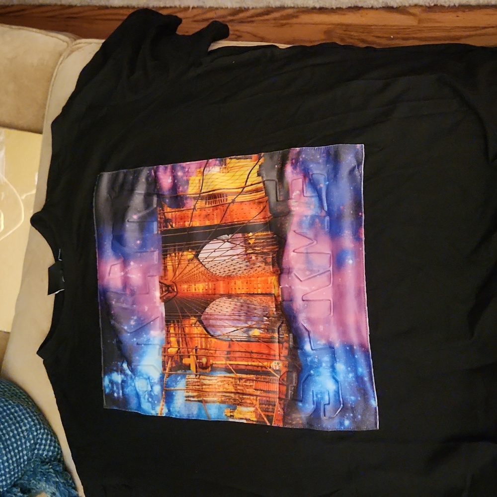 Akademiks Shirt Mens XL Black Brooklyn NYC 3D Embossed Retro Short Sleeve